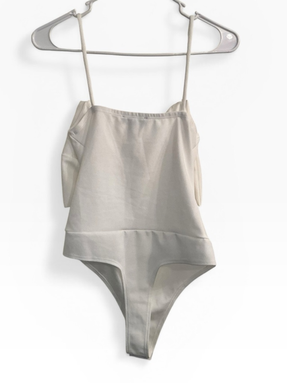 Lulu's Ivory Bow Front Satin Bandeau Bodysuit - Picture 3 of 3